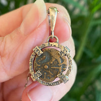 Ancient Biblical Coin Pendant Necklace, Widow's Mite, Prutah