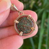 Ancient Biblical Coin Pendant Necklace, Widow's Mite, Prutah