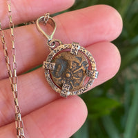 Ancient Biblical Coin Pendant Necklace, Widow's Mite, Prutah
