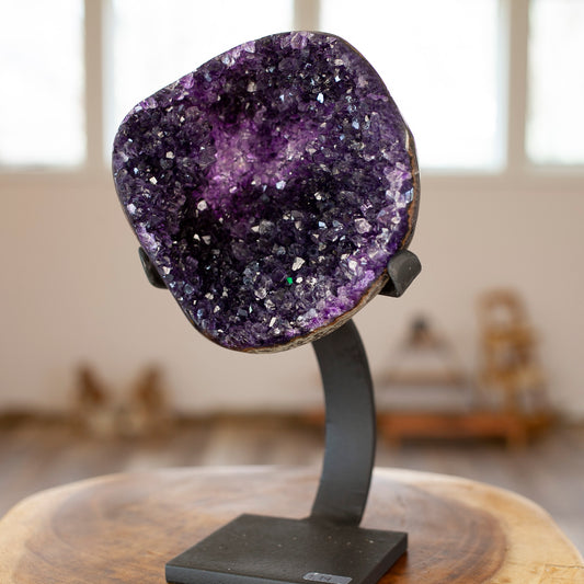 Uruguay Amethyst Crystal With Iron Stand, High Grade Amethyst