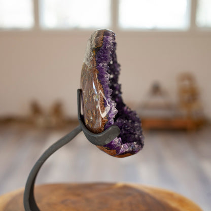 Uruguay Amethyst Crystal With Iron Stand, High Grade Amethyst