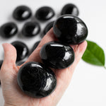 Black Tourmaline Pebble, Large Palm Stone