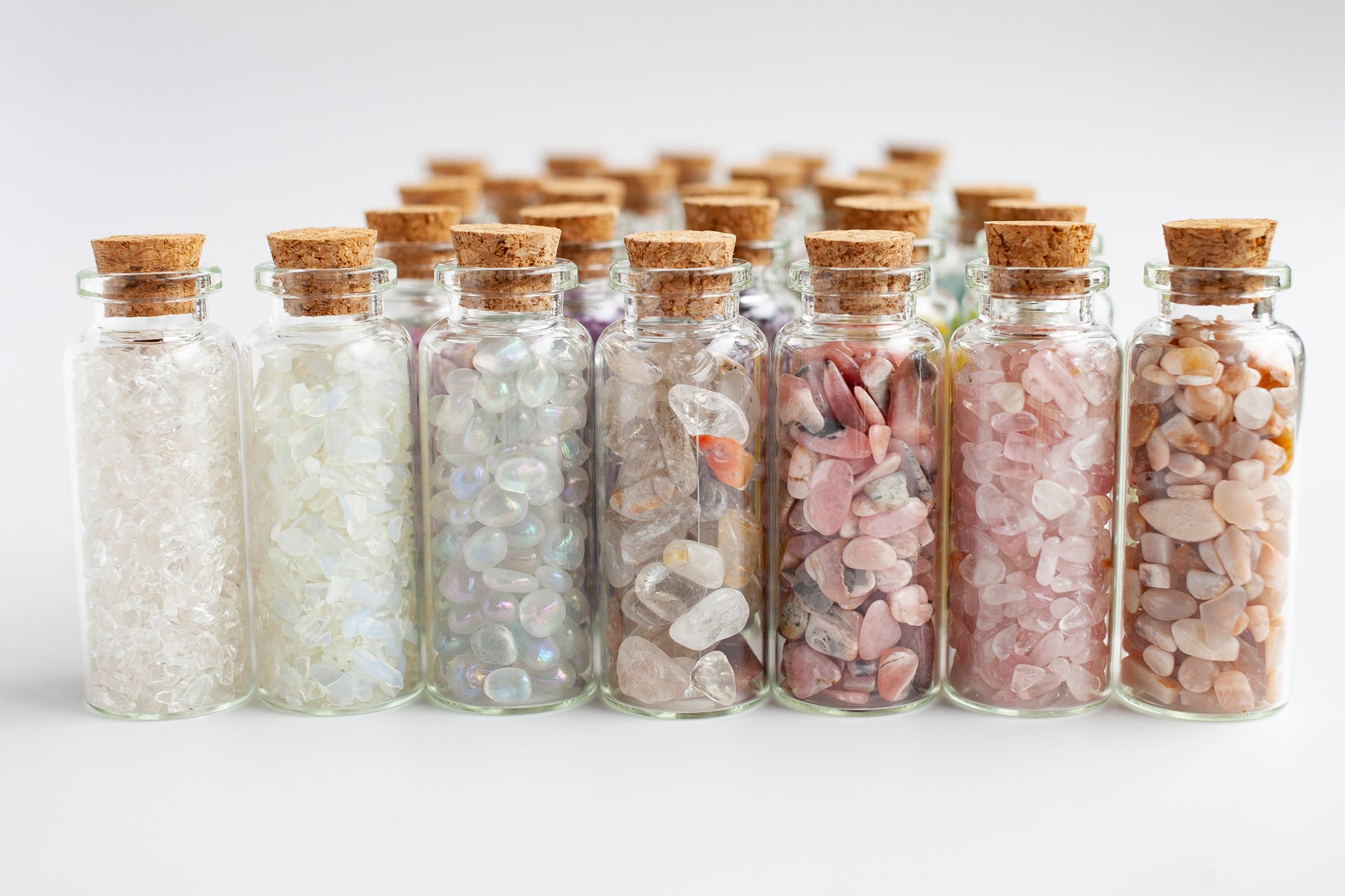 Chakra Gemstone Bottle, Crystal Bottle Chips in Large 2 Display Cork Bottle  Crystal Chips Vials 