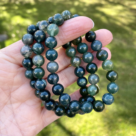 Moss Agate Bracelet, 8mm