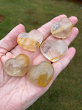 Golden Healer Quartz Heart, Yellow Hematoid Quartz Heart
