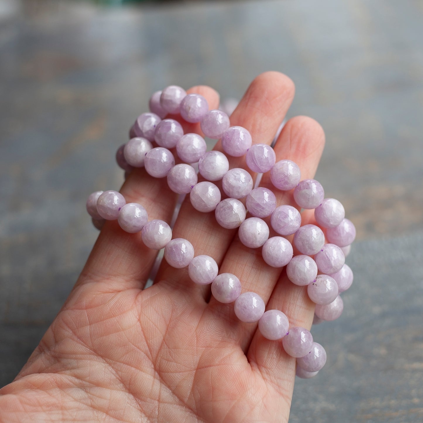 Premium Kunzite Bead Bracelet , 8mm