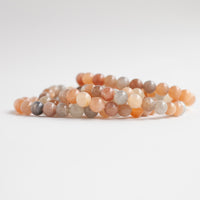 Peach Moonstone Bead Bracelet, 8mm
