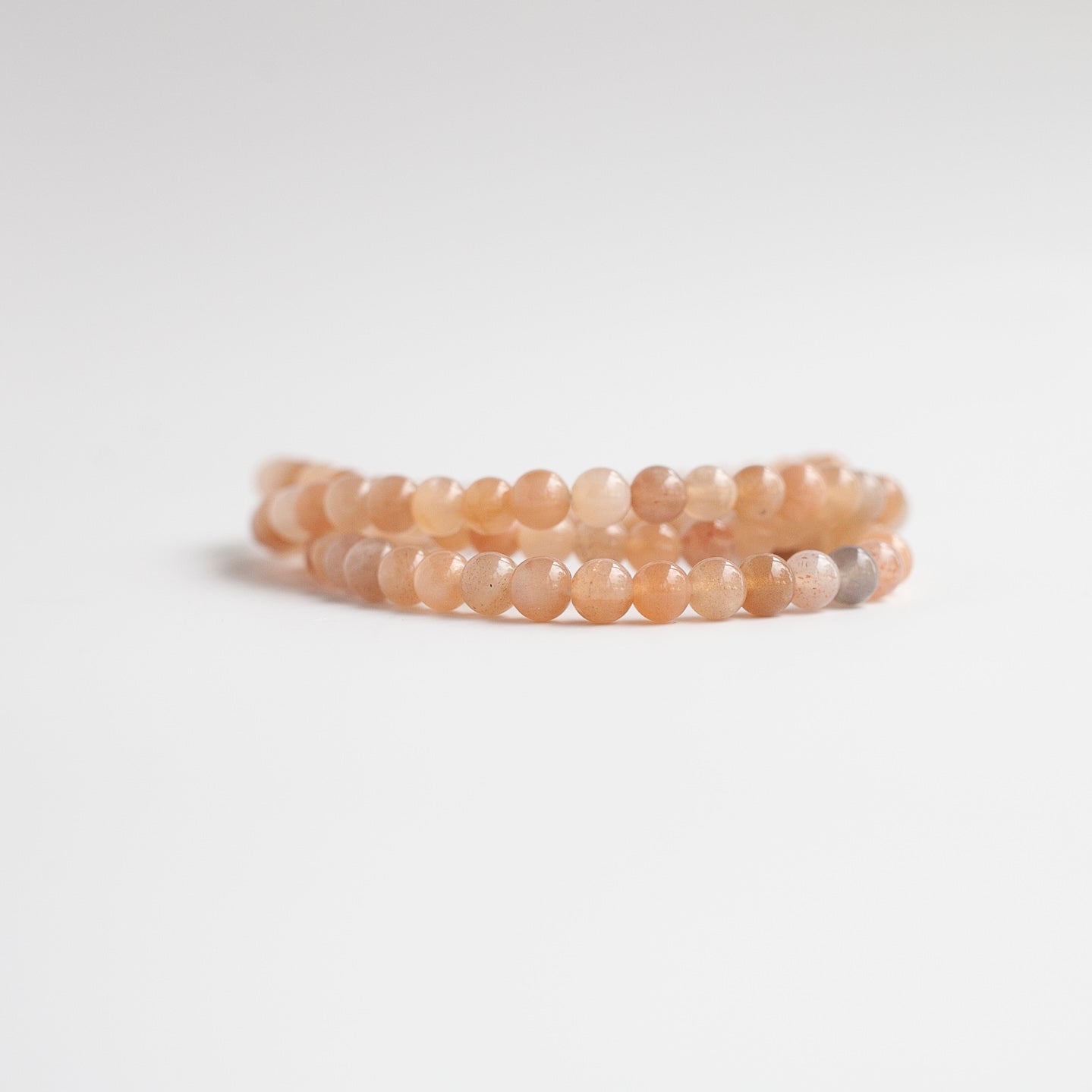 Peach Moonstone Bead Bracelet, 6mm