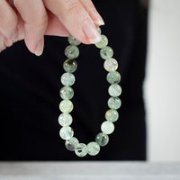 Prehnite with Epidote Bead Bracelet, 8mm