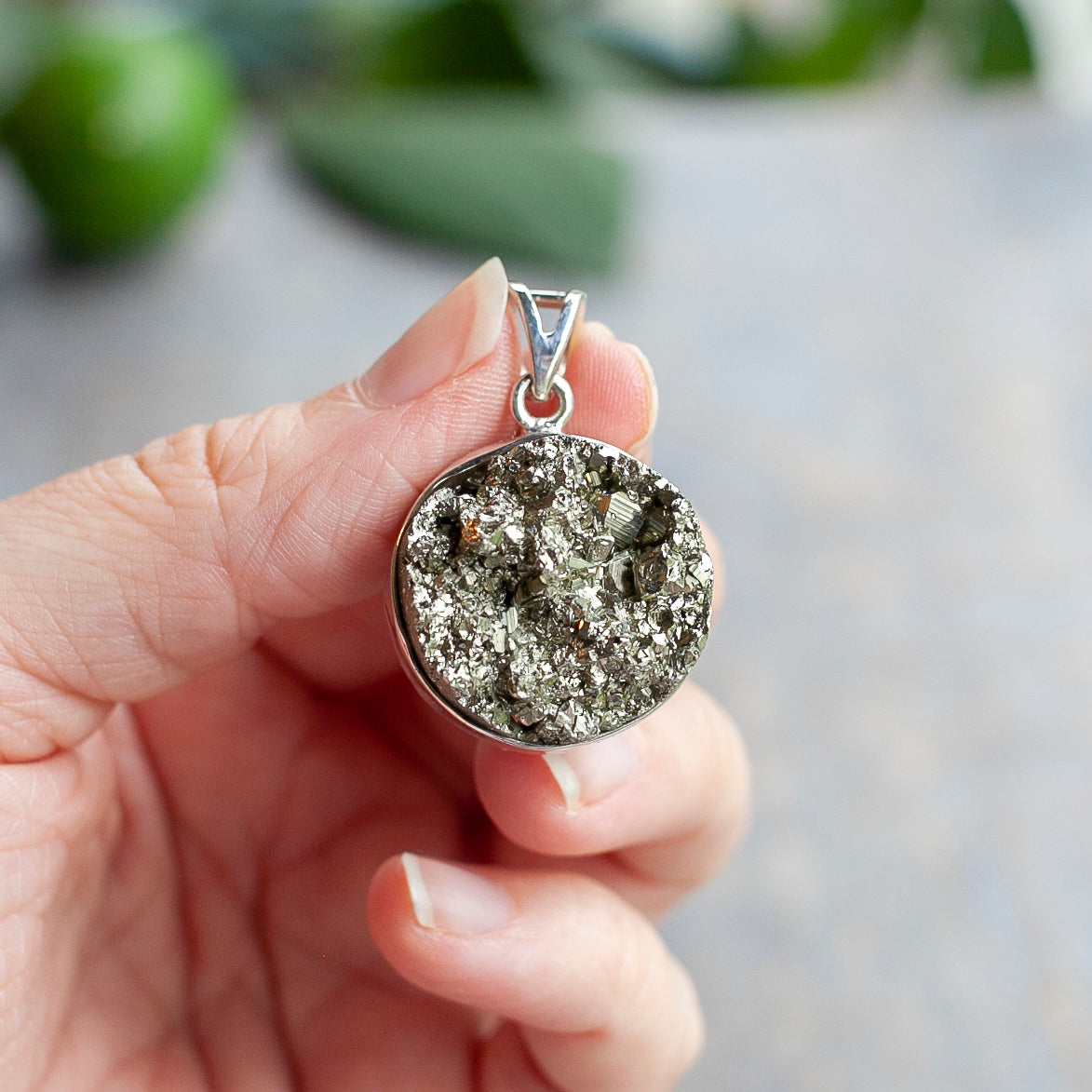 Pyrite Pendant, Sterling Silver