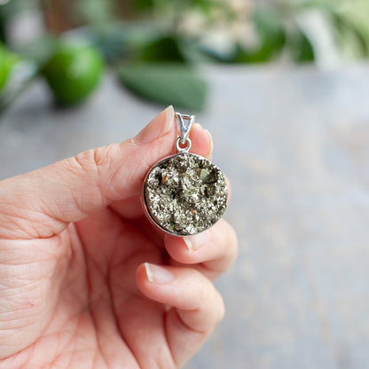 Pyrite Pendant, Sterling Silver