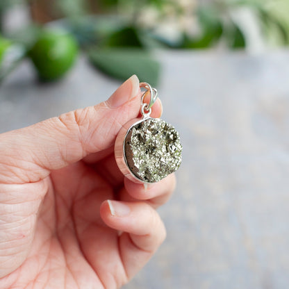 Pyrite Pendant, Sterling Silver