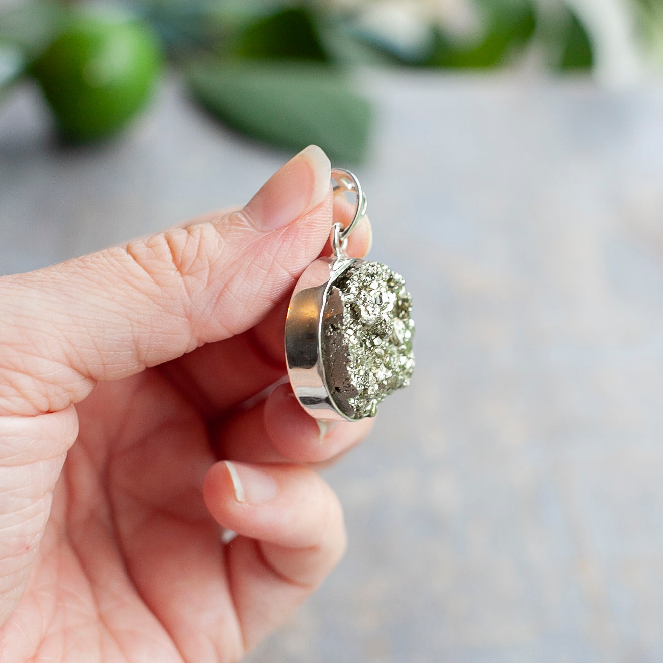 Pyrite Pendant, Sterling Silver