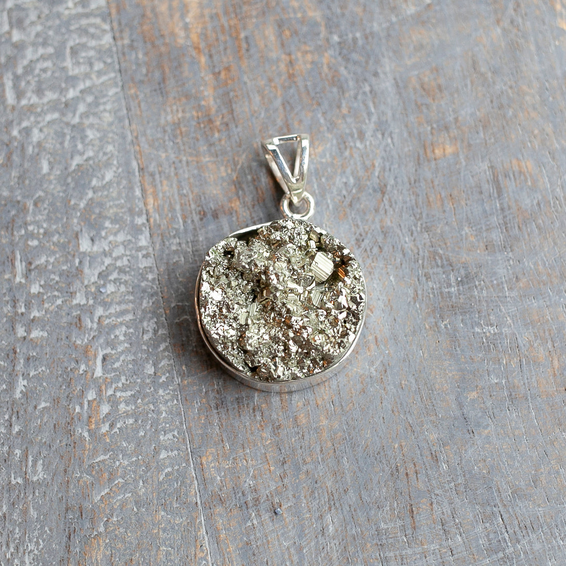 Pyrite Pendant, Sterling Silver