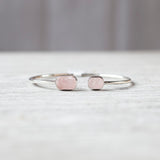 Raw Rose Quartz Bracelet, Sterling Silver