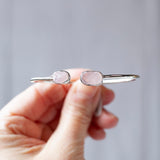 Raw Rose Quartz Bracelet, Sterling Silver