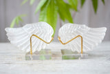 Selenite Angel Wings on Stands
