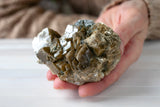 Large Siderite Quartz Crystal Specimen with Olive Green Blades