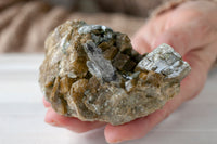 Large Siderite Quartz Crystal Specimen with Olive Green Blades