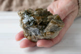 Large Siderite Quartz Crystal Specimen with Olive Green Blades