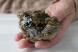 Large Siderite Quartz Crystal Specimen with Olive Green Blades
