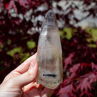 Raw Smoky Quartz Phantom Point with Tourmaline from Namibia