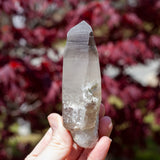 Raw Smoky Quartz Phantom Point with Tourmaline from Namibia