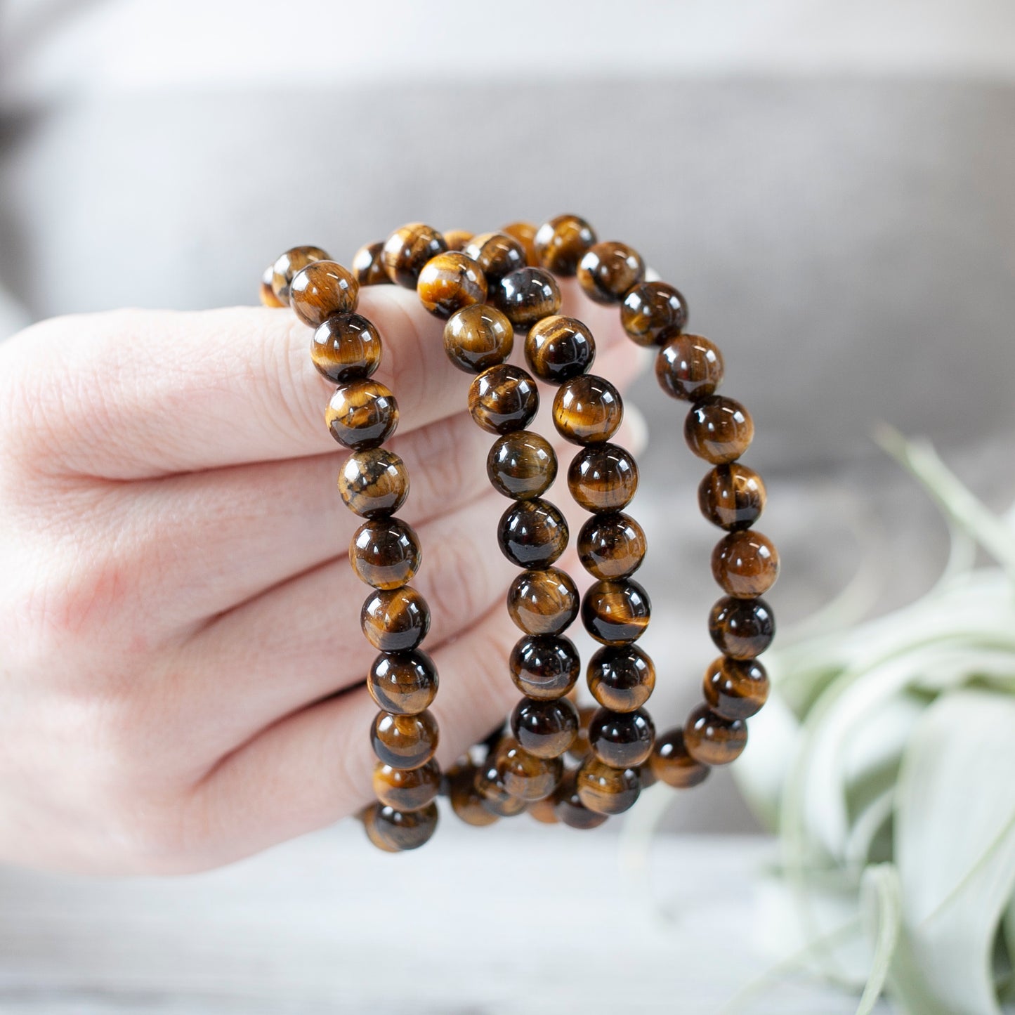 Tiger Eye Bead Bracelet, 8mm