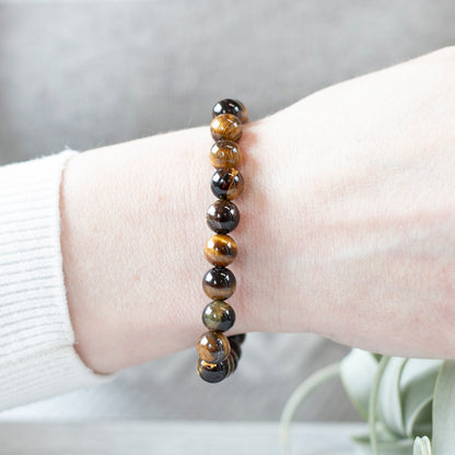 Tiger Eye Bead Bracelet, 8mm