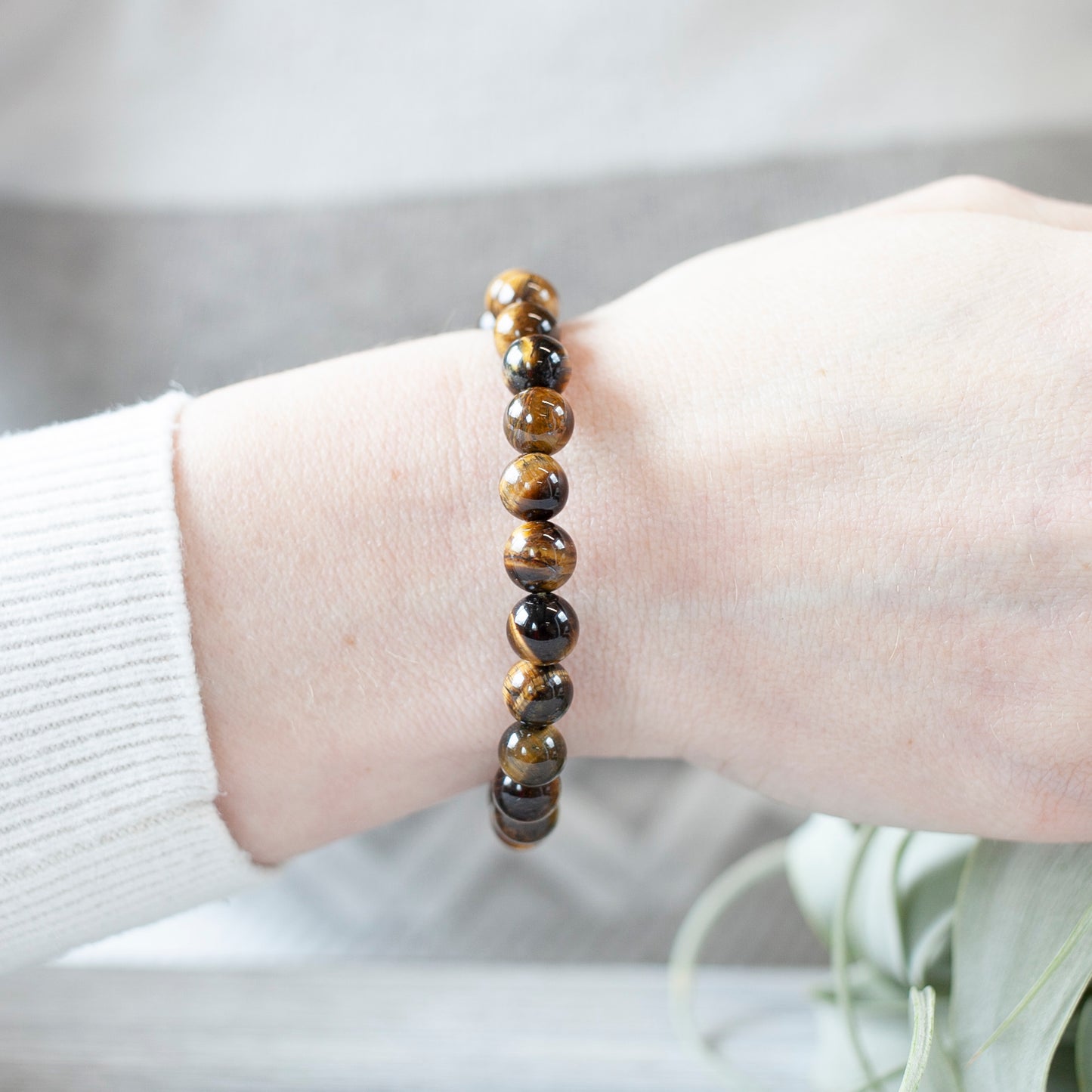 Tiger Eye Bead Bracelet, 8mm