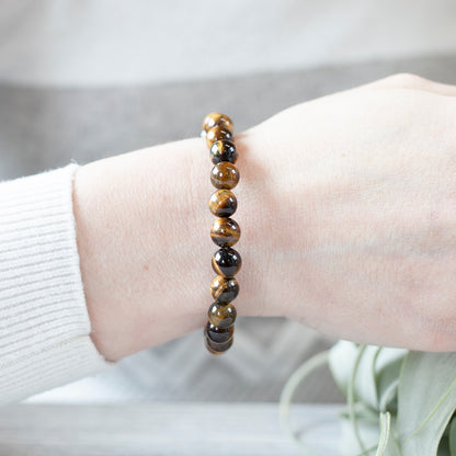 Tiger Eye Bead Bracelet, 8mm