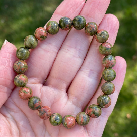 Unakite Bracelet, 8mm, Epidote