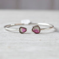 Watermelon Tourmaline Bracelet, Sterling Silver
