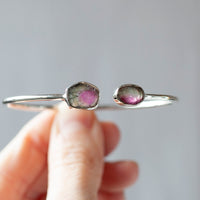 Watermelon Tourmaline Bracelet, Sterling Silver
