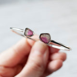Watermelon Tourmaline Bracelet, Sterling Silver