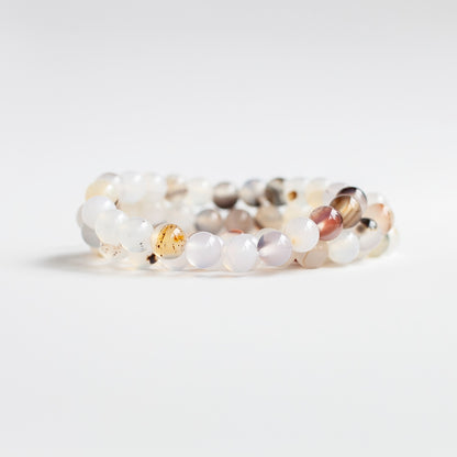 White Agate Bracelet, 8mm bead