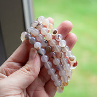 White Agate Bracelet, 8mm bead