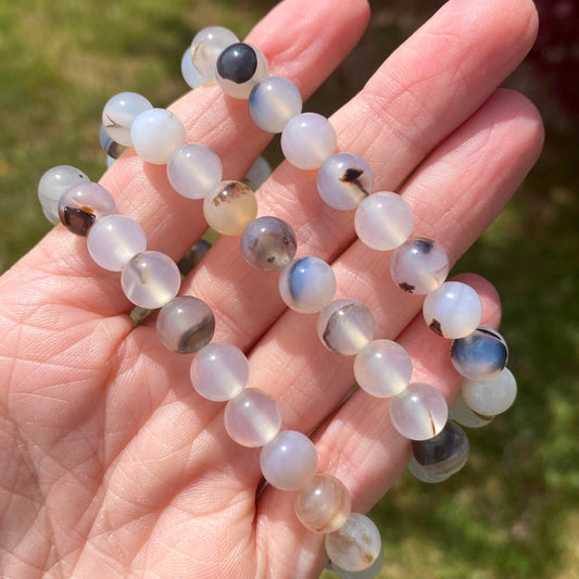 White Agate Bracelet, 8mm bead